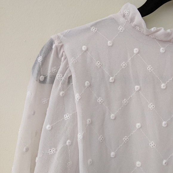 H&M Embroidered Dotted Chiffon Boho Dress - Picture 4 of 8